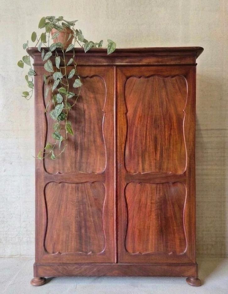 XL Antieke brocante Biedermeier meidenkast vintage hang kast, Antiek en Kunst, Curiosa en Brocante, Ophalen of Verzenden