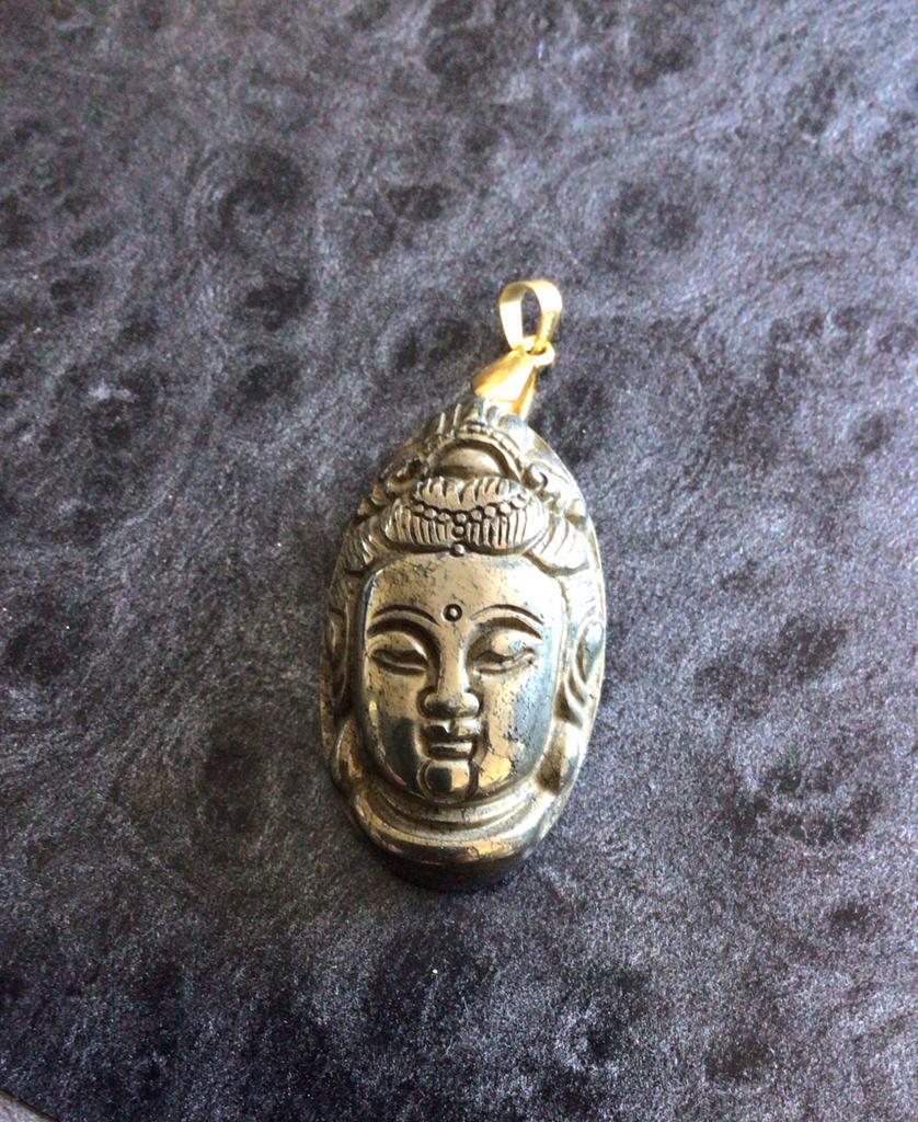 Boeddha hanger van steen of pyrite, Ophalen, Gebruikt, Overige voorstellingen, Steen of Mineraal