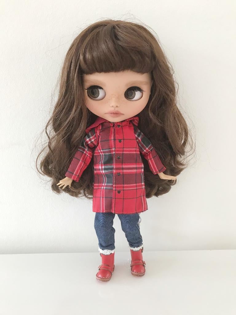 Blythe pop doll custom OOAK bruin haar, Ophalen of Verzenden, Zo goed als nieuw, Pop