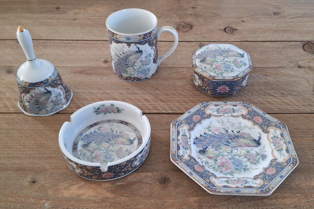 Vaga keramiek set met pauwenmotief, Ophalen