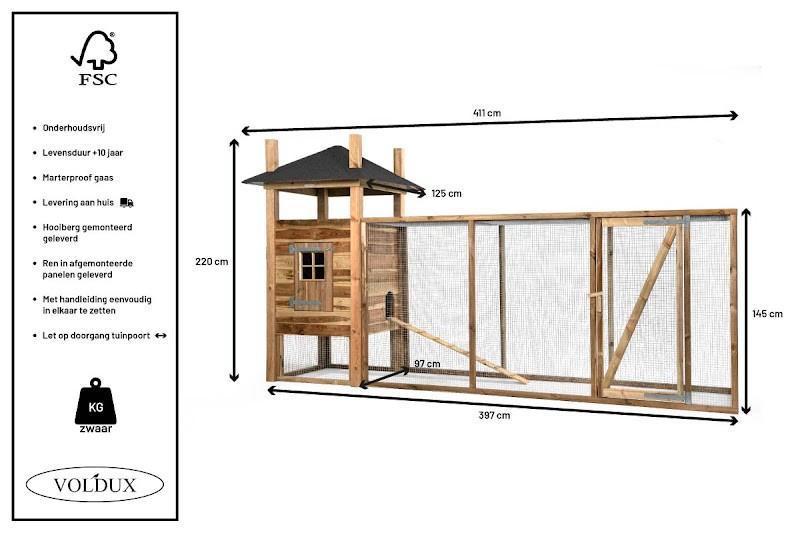Kippenhok Hooischuur met ren Floor XL, Ophalen of Verzenden, Nieuw, Kippenhok of Kippenren