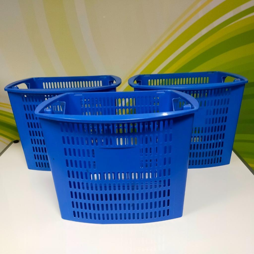 Papierbak prullenbak papierkorf blauw - geen inworp opening, Ophalen, Kunststof, Gebruikt, Minder dan 50 cm