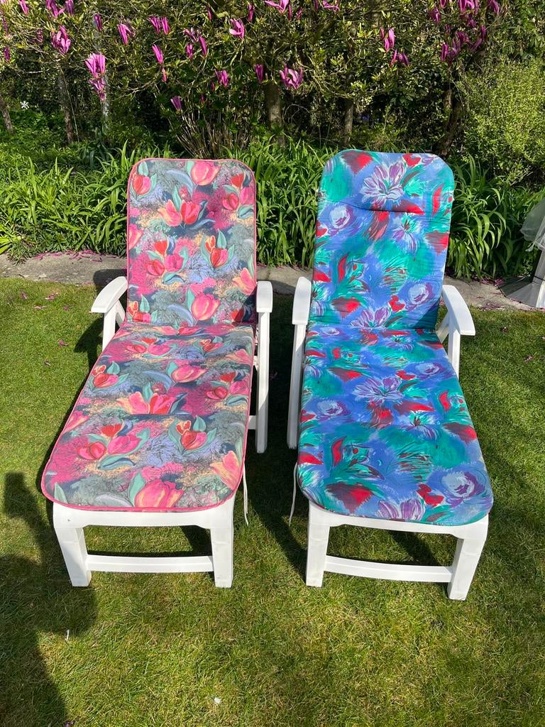 Ligbedden Hartman verstelbare leuning vintage!, Tuin en Terras, Ligbedden, Ophalen, Zo goed als nieuw, Kunststof