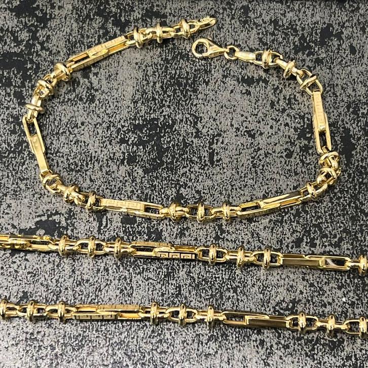 14 karaat gouden ketting met armband versace schakel monte, Sieraden, Tassen en Uiterlijk, Kettingen, Nieuw, Goud, Ophalen of Verzenden
