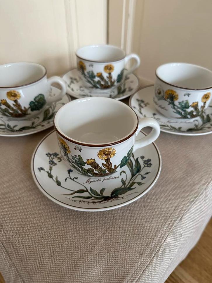 Villeroy & Boch Botanica 4 kopjes en schotels Scheveningen, Huis en Inrichting, Keuken | Servies, Zo goed als nieuw, Kop(pen) en/of Schotel(s)