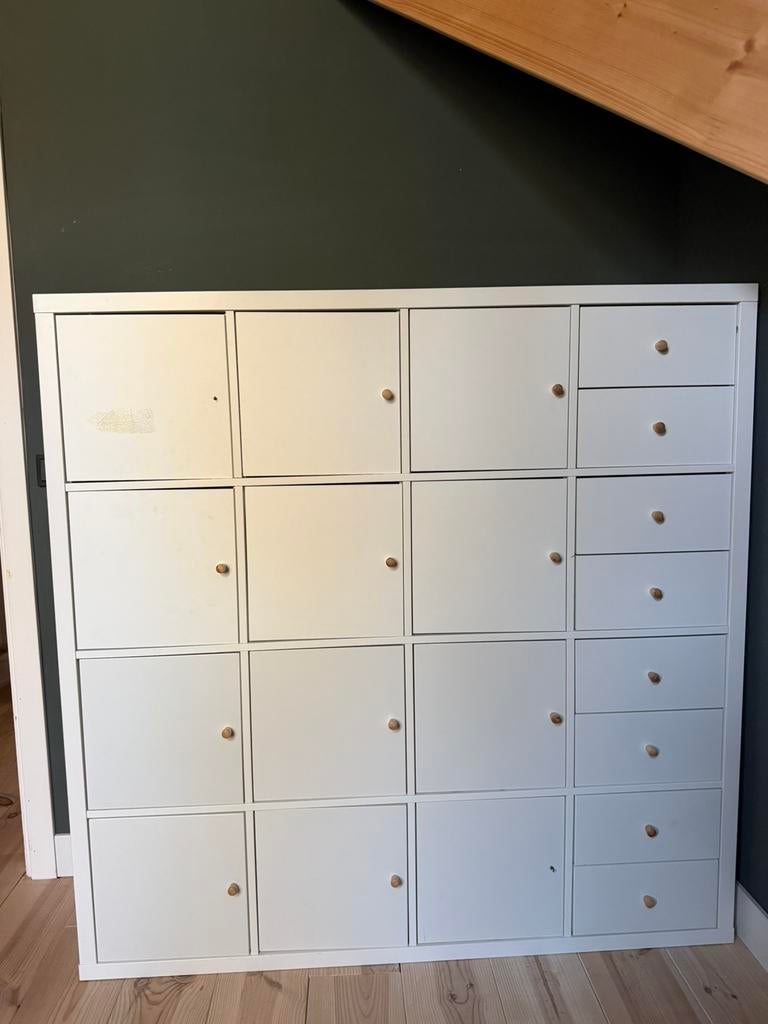 Ikea Kallax vakkenkast met deurtjes en lades, Ophalen of Verzenden, Gebruikt