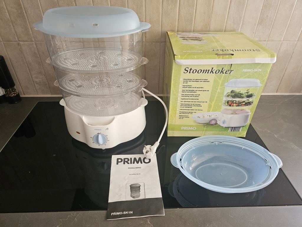 Primo Stoomkoker 825W - Gezond Koken met 3 Lagen, Ophalen of Verzenden, Zo goed als nieuw