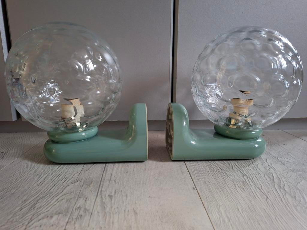 Wandlampen badkamer set, Huis en Inrichting, Lampen | Wandlampen, Ophalen of Verzenden, Gebruikt, Glas, Vintage