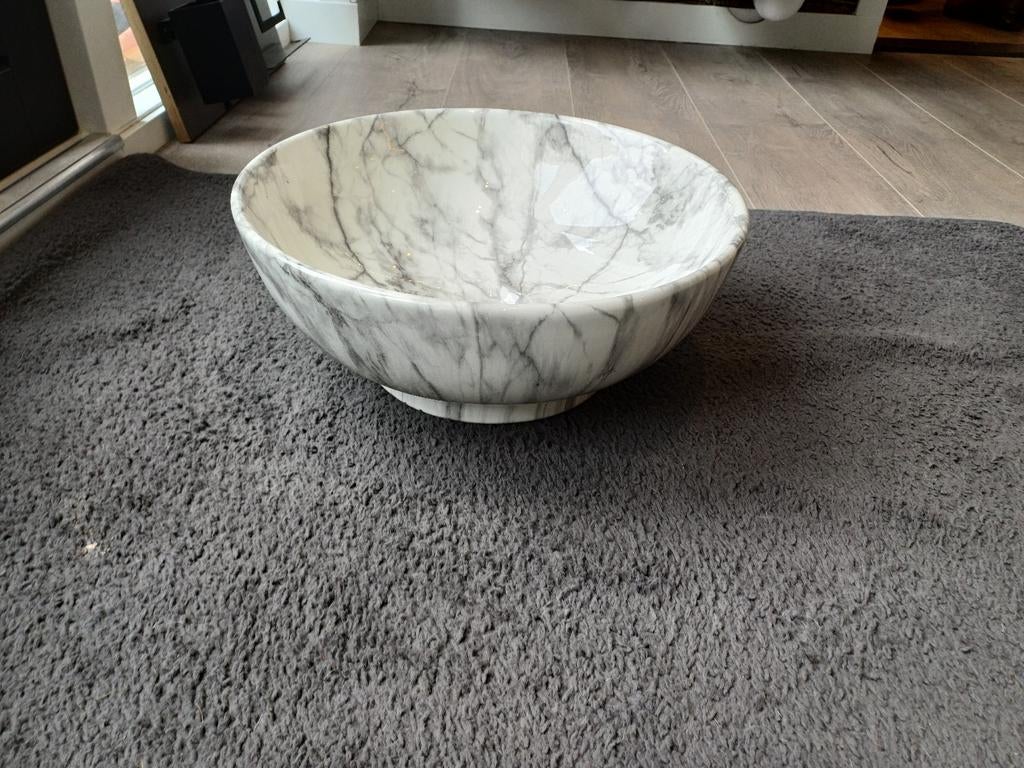 Waskom, keramisch, marmer look, Ophalen of Verzenden, Nieuw, Rond, Porselein of Keramiek