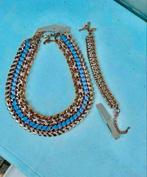 ZARA Goudkleurig ketting & Armband en Lila Lint en Steentjes, Overige materialen, Nieuw, Ophalen of Verzenden, Goud