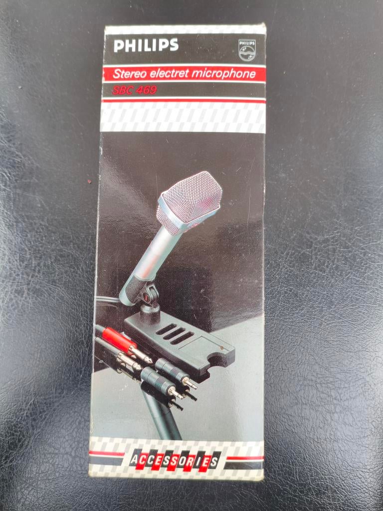 Philips SBC469 Microfoon met doos en opbergetui, Muziek en Instrumenten, Microfoons, Ophalen of Verzenden, Gebruikt, Overige typen
