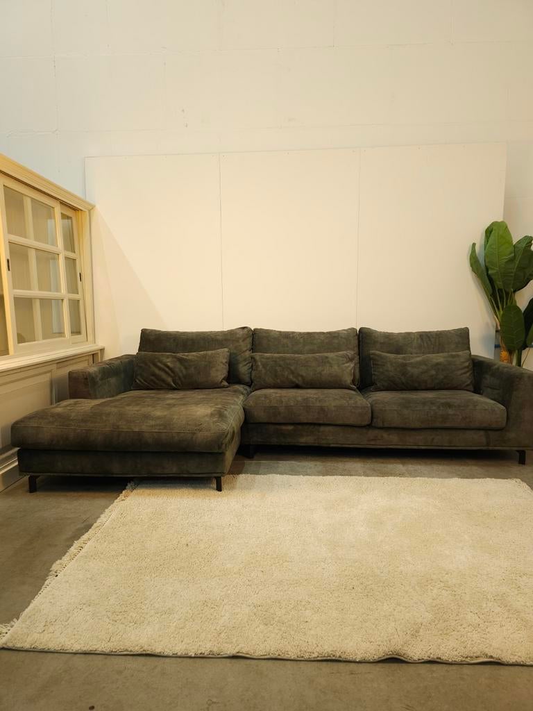 Luxe Hoekbank Room108 Velvet Groen - Professioneel Gereinigd, Ophalen of Verzenden, Zo goed als nieuw, Room108, Nvt