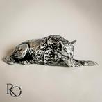 Handgegoten zilveren wolvenbeeldje (liggend) – 925 sterling, Ophalen of Verzenden, Zilver