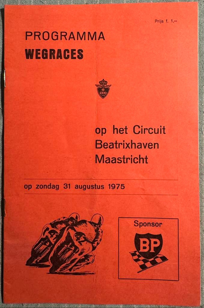 Programma 1975 wegraces Beatrixhaven Maastricht, Verzenden, Zo goed als nieuw, Motoren