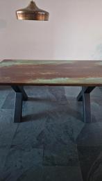 Unieke koperen tafel met epoxyhars afwerking, Ophalen, Gebruikt, Overige materialen, 200 cm of meer