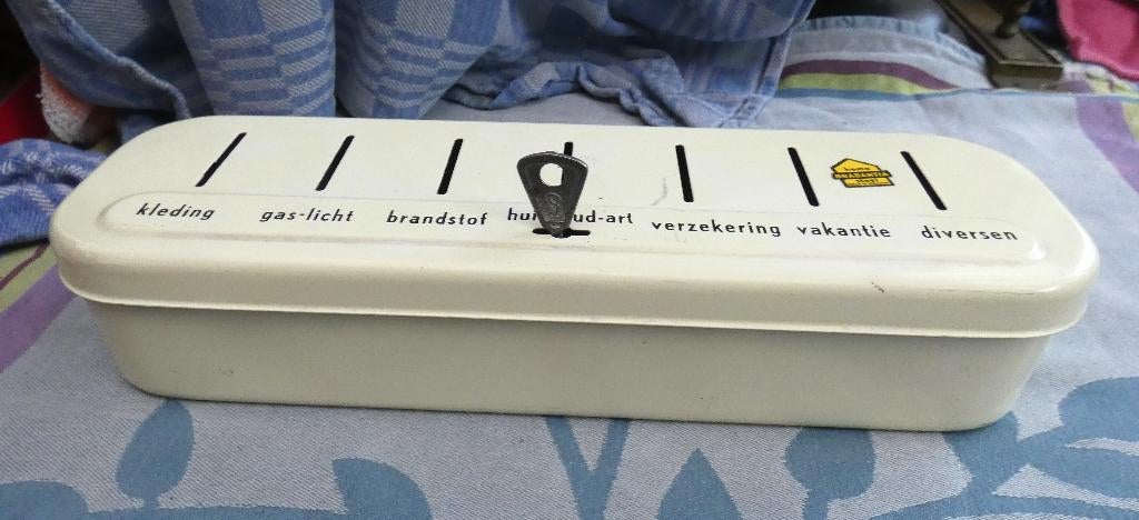 Brabantia spaarblik/ spaardoos met sleutel/ geldkistje, Antiek en Kunst, Ophalen of Verzenden