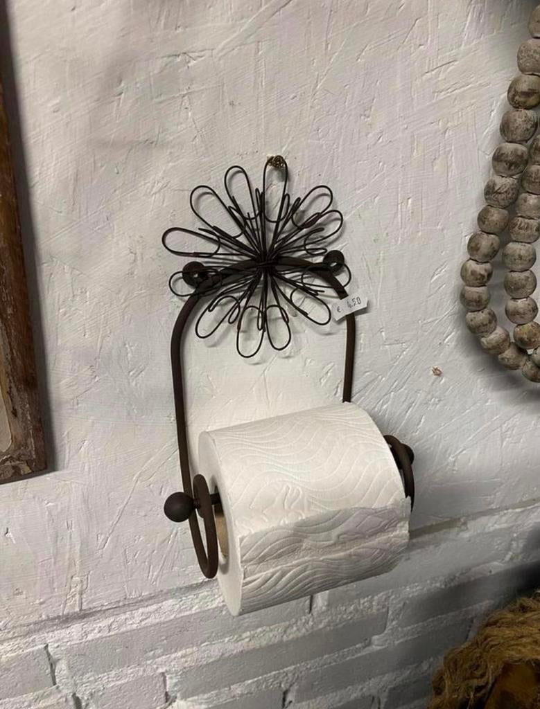 IJzeren wc rol houder “bloem”, Huis en Inrichting, Badkamer | Badtextiel en Accessoires, Zwart, Overige typen, Nieuw, Ophalen of Verzenden