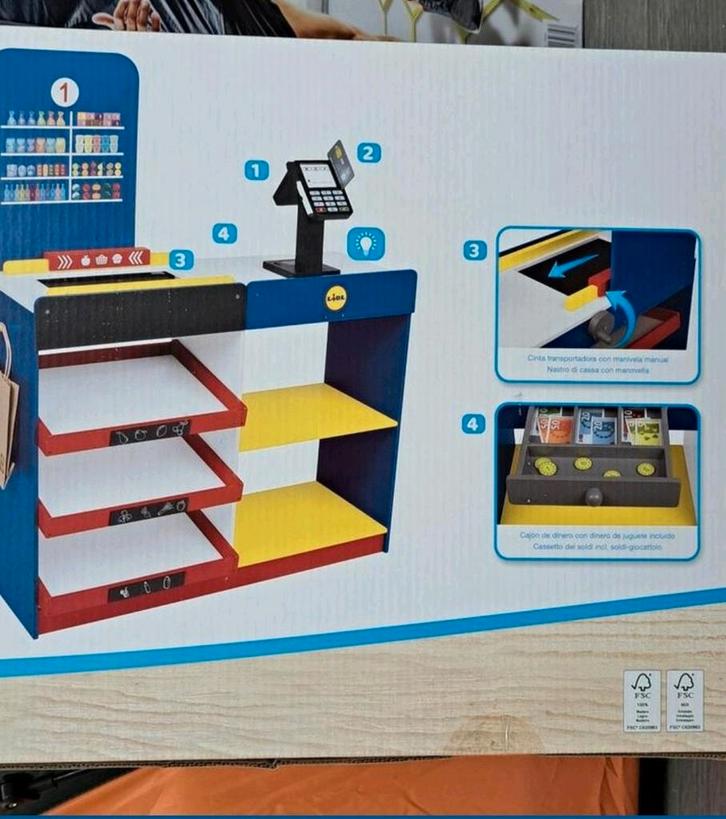 Nieuwe houten Lidl winkel met kassa en accessoires, Kinderen en Baby's, Speelgoed | Houten speelgoed, Nieuw, Meubelstuk of Keukentje
