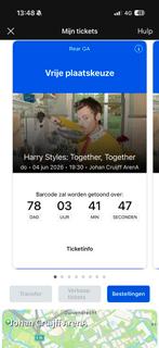4x tickets HARRY STYLES!, Tickets en Kaartjes, Drie personen of meer, Ticket of Toegangskaart