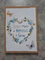 Welkom plankje met tekst bekleed met jute., Ophalen of Verzenden, Zo goed als nieuw