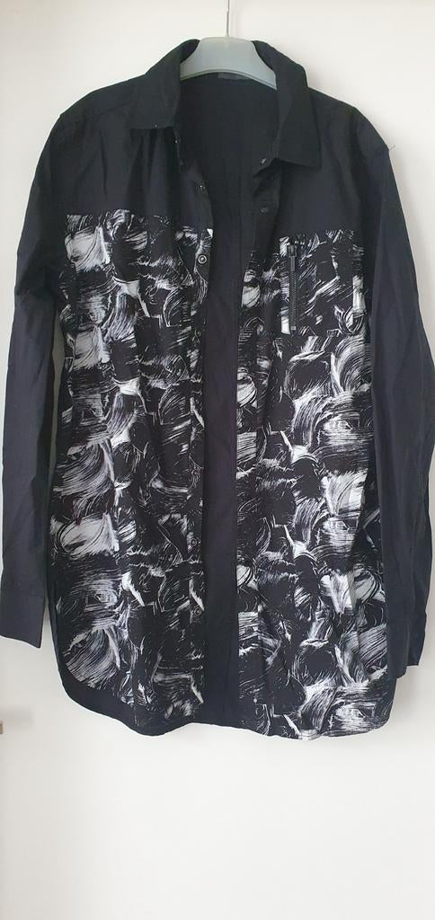 CoolCat Zwart Overhemd met Print - Maat L, Kleding | Heren, Zwart, Halswijdte 41/42 (L), Gedragen, CoolCat