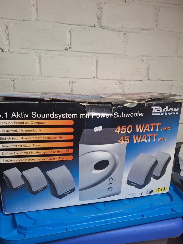 Tevion 5.1 Aktiv Soundsystem met Power Subwoofer, Overige merken, Nieuw, Ophalen of Verzenden, Complete surroundset