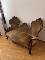 Antieke groene vlinderbank / chaise longue, Huis en Inrichting, Ophalen, Gebruikt, Tweepersoons, Rechte bank