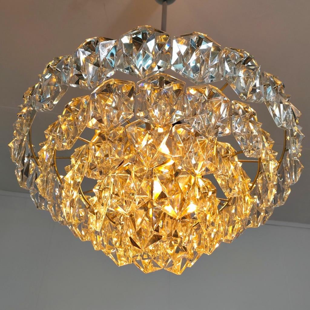 Kinkeldey XL kroonluchter 60s geslepen glas mid century, Ophalen of Verzenden, Zo goed als nieuw, Glas