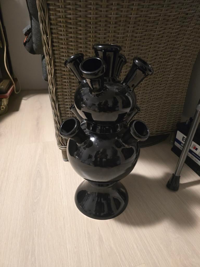 Grote zwarte tulpenvaas Delphine- Nieuw!, 50 tot 75 cm, Zwart, Aardewerk of Porselein, Nieuw