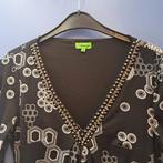 K-Design jurk zwart beige/grijs patroon + kralen XS nr 42488, Kleding | Dames, K-design, ., Zwart, Ophalen of Verzenden