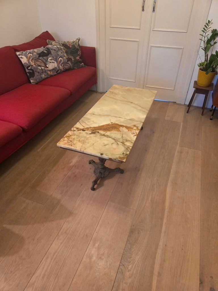 UNIEKE ONYX MARMEREN SALONTAFEL, Huis en Inrichting, Tafels | Salontafels, Gebruikt, Minder dan 50 cm, 50 tot 100 cm, 100 tot 150 cm
