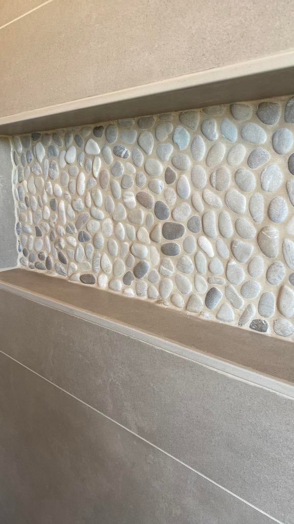 1 Mozaïek Pebble tan matje voor badkamer of wc 30x30 cm, Doe-het-zelf en Verbouw, Tegels, Overige materialen, Overige typen, Nieuw