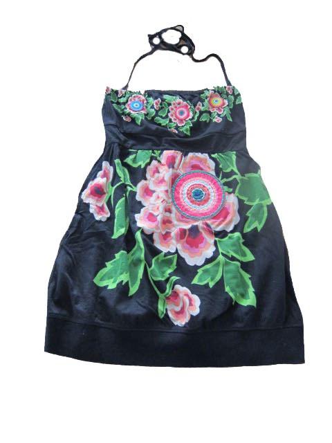 Desigual halter tuniek zwart met bloemen maat s dames, Zwart, Zo goed als nieuw, Schipluidenlaan 20 5035KJ Tilburg, Merkfreak@ziggo.nl