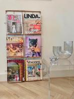 Vintage tijdschriftenrek – koperkleurig metalen wandrek, Ophalen, Zo goed als nieuw