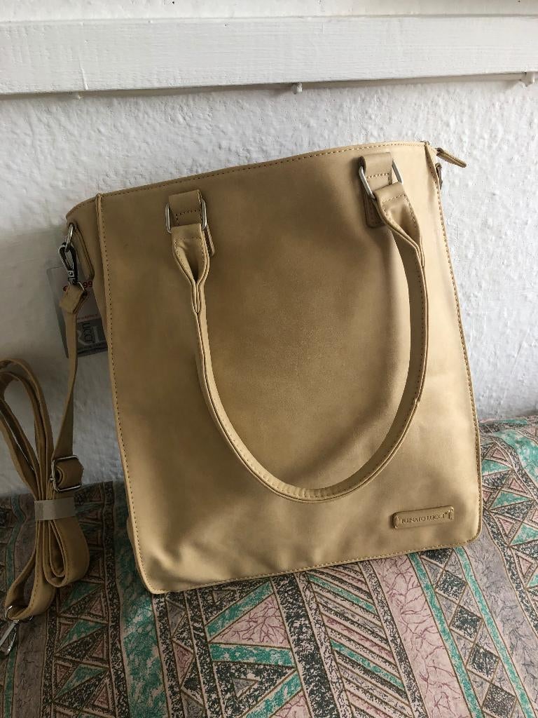 mooie nieuwe dames tas met handvaten en schouder riem-, Ophalen of Verzenden, Nieuw, Beige, Handtas