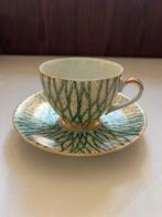 Antieke vintages kop en schotel Versailles groen met goud, Ophalen of Verzenden