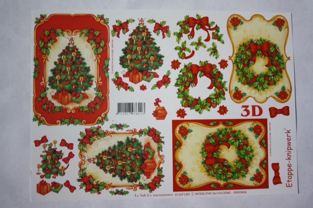 Knipvel 3D etappeknipwerk kerst 9125, Hobby en Vrije tijd, Kaarten | Zelf maken, Ophalen of Verzenden, Nieuw, Kerst, Knipvel