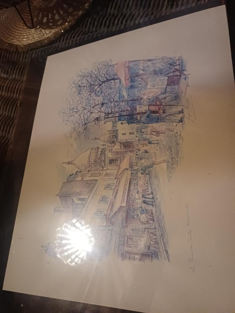 Kunst tekening van Jacques Minette - Parijs tafereel, Antiek en Kunst, Ophalen of Verzenden