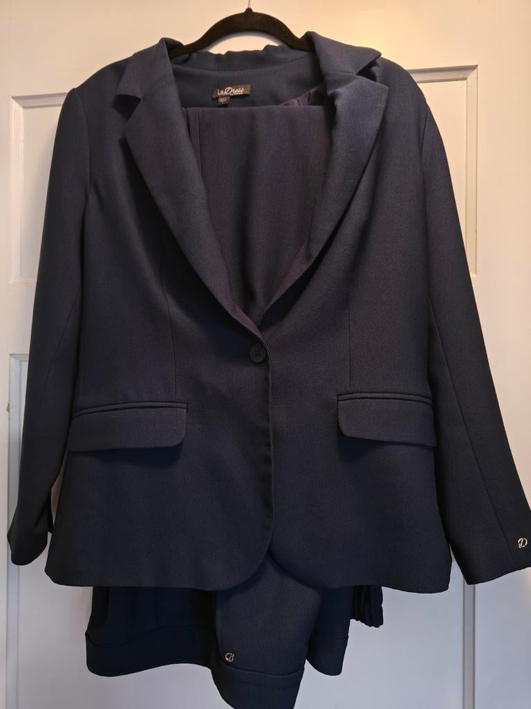Ladress Donkerblauw Pak Maat L, Kleding | Dames, Jasjes, Kostuums en Pakken, Kostuum of Pak, Maat 42/44 (L), Zo goed als nieuw