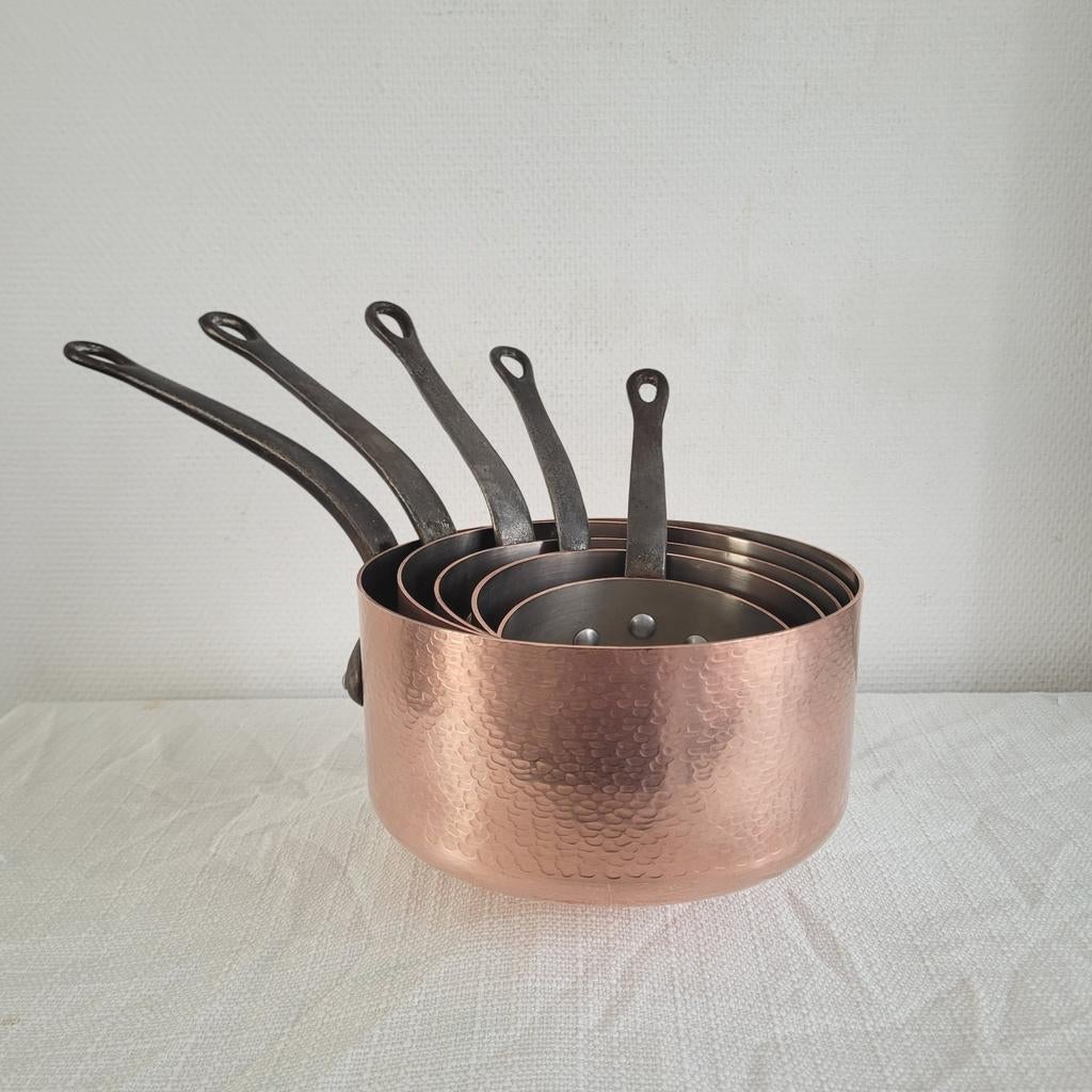 5 Dikwandige koperen horeca pannen pannenset 6.5 kilo, Huis en Inrichting, Keuken | Potten en Pannen, Ophalen of Verzenden, Zo goed als nieuw