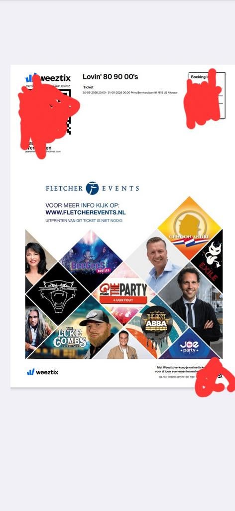 Fletcher Events Alkmaar, Eén persoon, Ticket of Toegangskaart