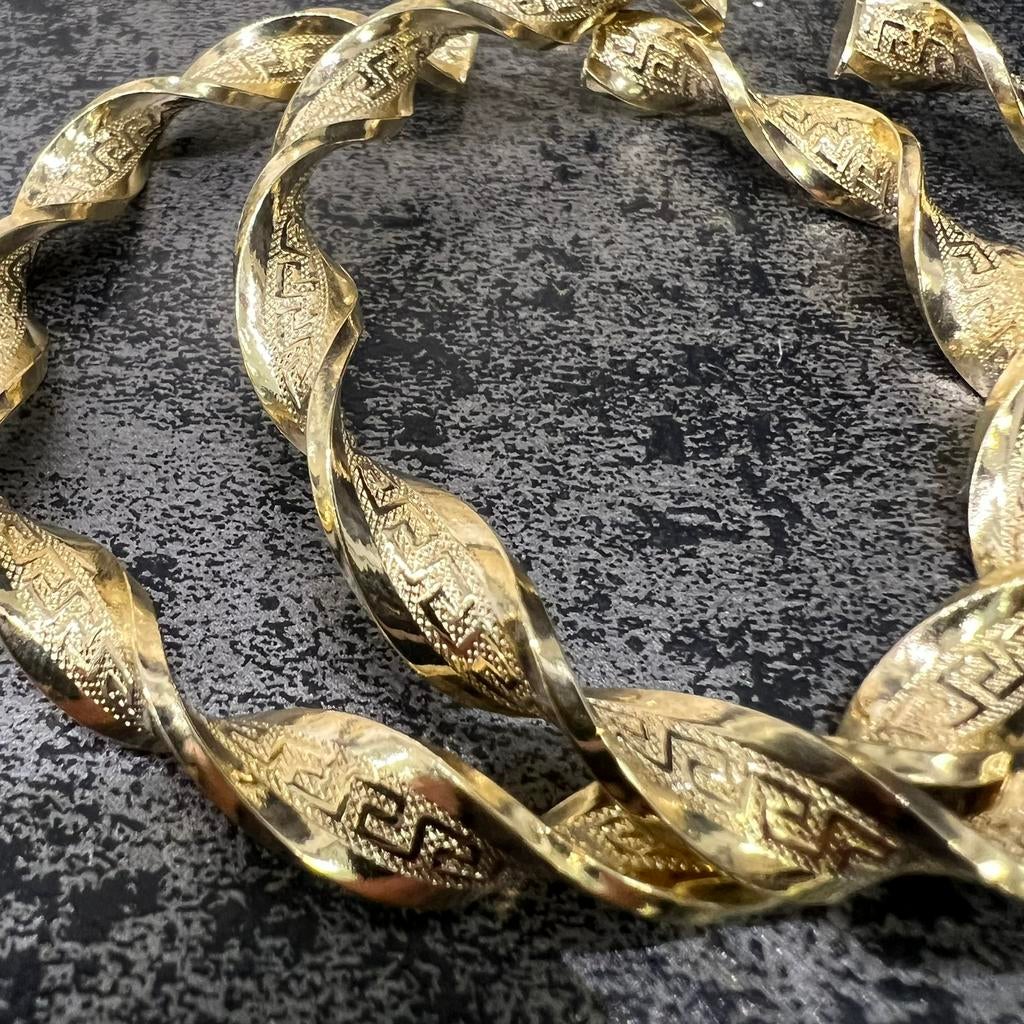 14 karaats gouden wokkels oorbellen groot model, Ophalen of Verzenden, Zo goed als nieuw, Goud