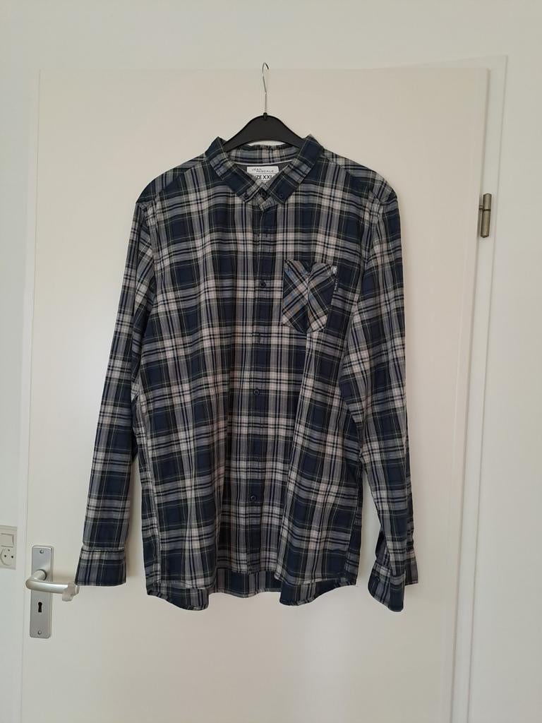 Overhemd XXL donkerblauwe ruit, Blauw, Ophalen of Verzenden, Zo goed als nieuw, Overige halswijdtes