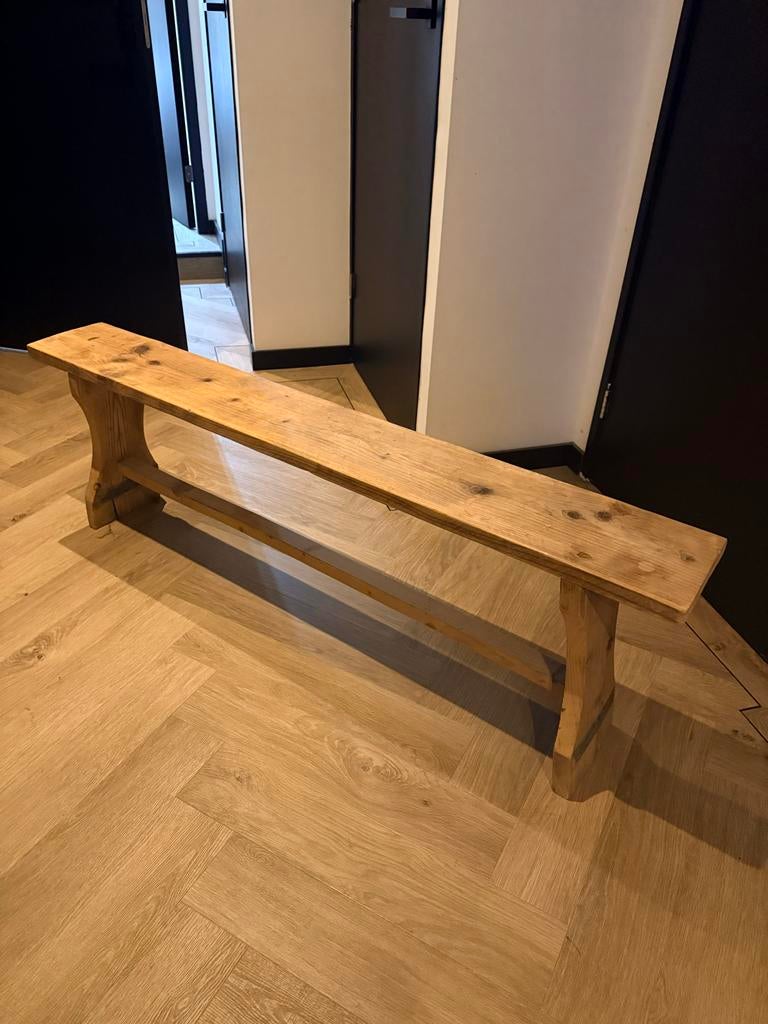 Houten bankje, leuk als bijzetbankje, Huis en Inrichting, Banken | Voetenbanken en Poefen, Ophalen, Gebruikt, Rechthoekig, Hout