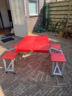Opklapbare picknicktafel (rood), Tuin en Terras, Picknicktafels, Ophalen, Overige materialen, Gebruikt, Inklapbaar