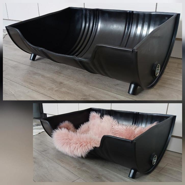 Olievat hondenmand zwart 85 cm groot - hond honden mand vat, Dieren en Toebehoren, Hondenmanden, Zo goed als nieuw, Overige, Ophalen