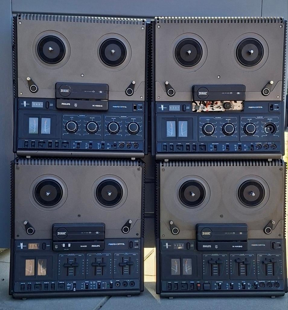 4 Philips bandrecorders (N4504, N4420) - opknappers, Audio, Tv en Foto, Bandrecorders, Ophalen