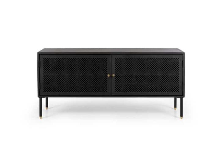 Industrieel TV Meubel 120cm Zwart Metaal – Messing Details, Huis en Inrichting, Kasten | Televisiemeubels, Zo goed als nieuw, Minder dan 100 cm