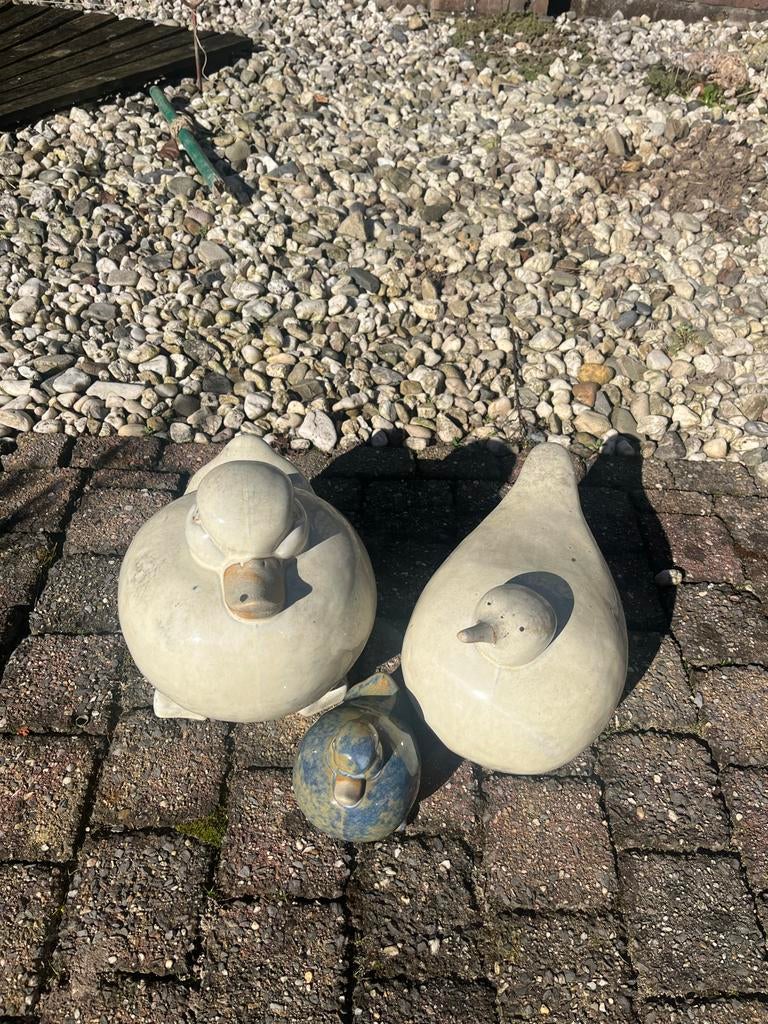 Set van 3 decoratieve eenden beelden voor tuin of huis, Tuin en Terras, Tuinbeelden, Ophalen, Gebruikt, Beton, Dierenbeeld