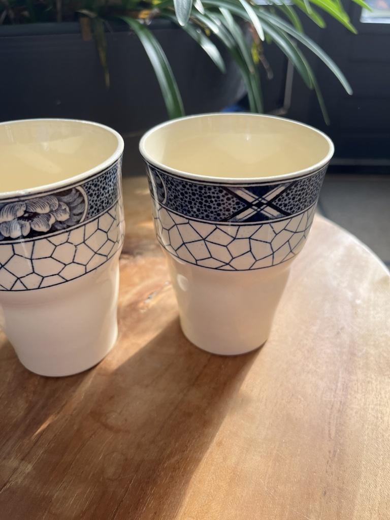 2 bekers Butterflij servies Societe Ceramique Maestricht, Ophalen of Verzenden